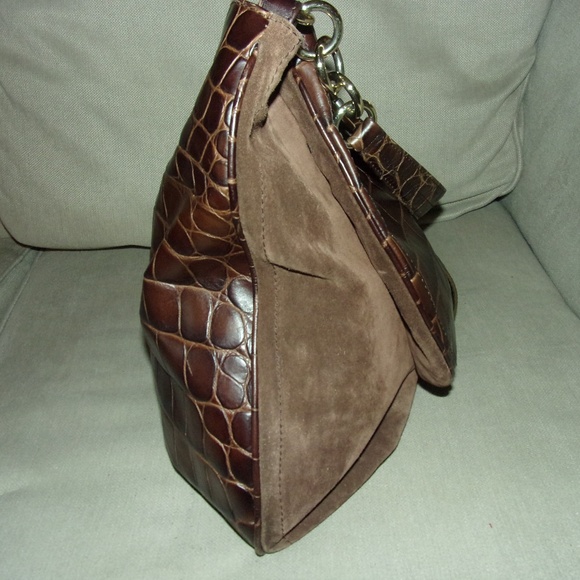 Furla Suede and Leather Embossed Shoulder Handbag - Picture 2 of 8